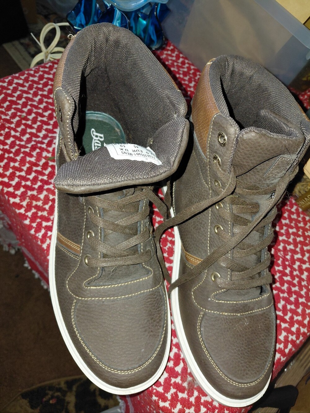 High-Top Men's Brown Lace-Up Sneakers Bass Size 11